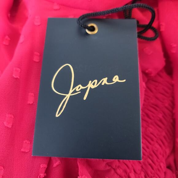NWT Red Textured Dress SZ L JAPNA FLOWY Chiffon Cruise BOHO Swing Ruffle Large - Picture 11 of 16